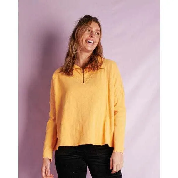 Rib Neck Quilted Top - Melon