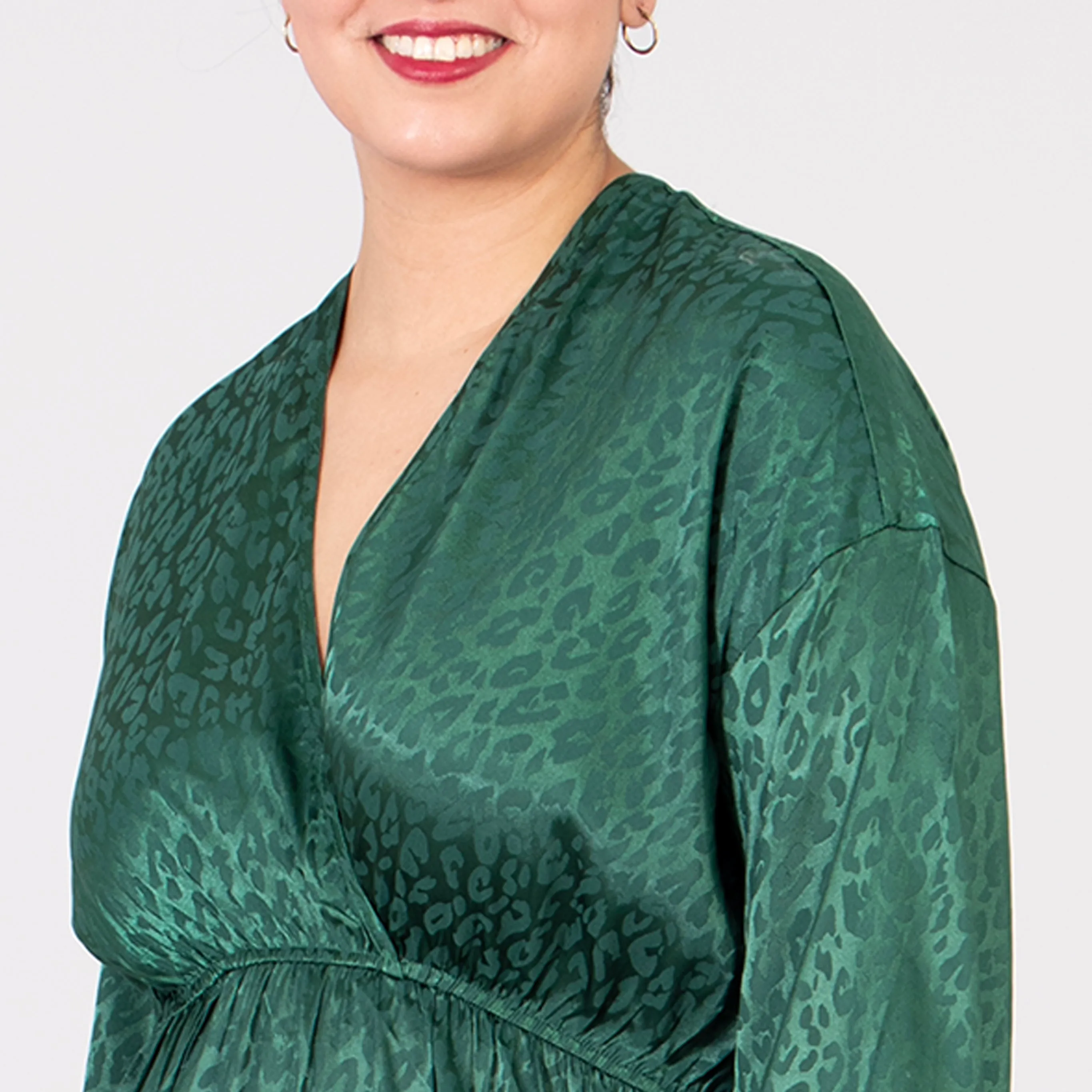 Ruby Wrap Top Maxi Dress - Green, Leopard