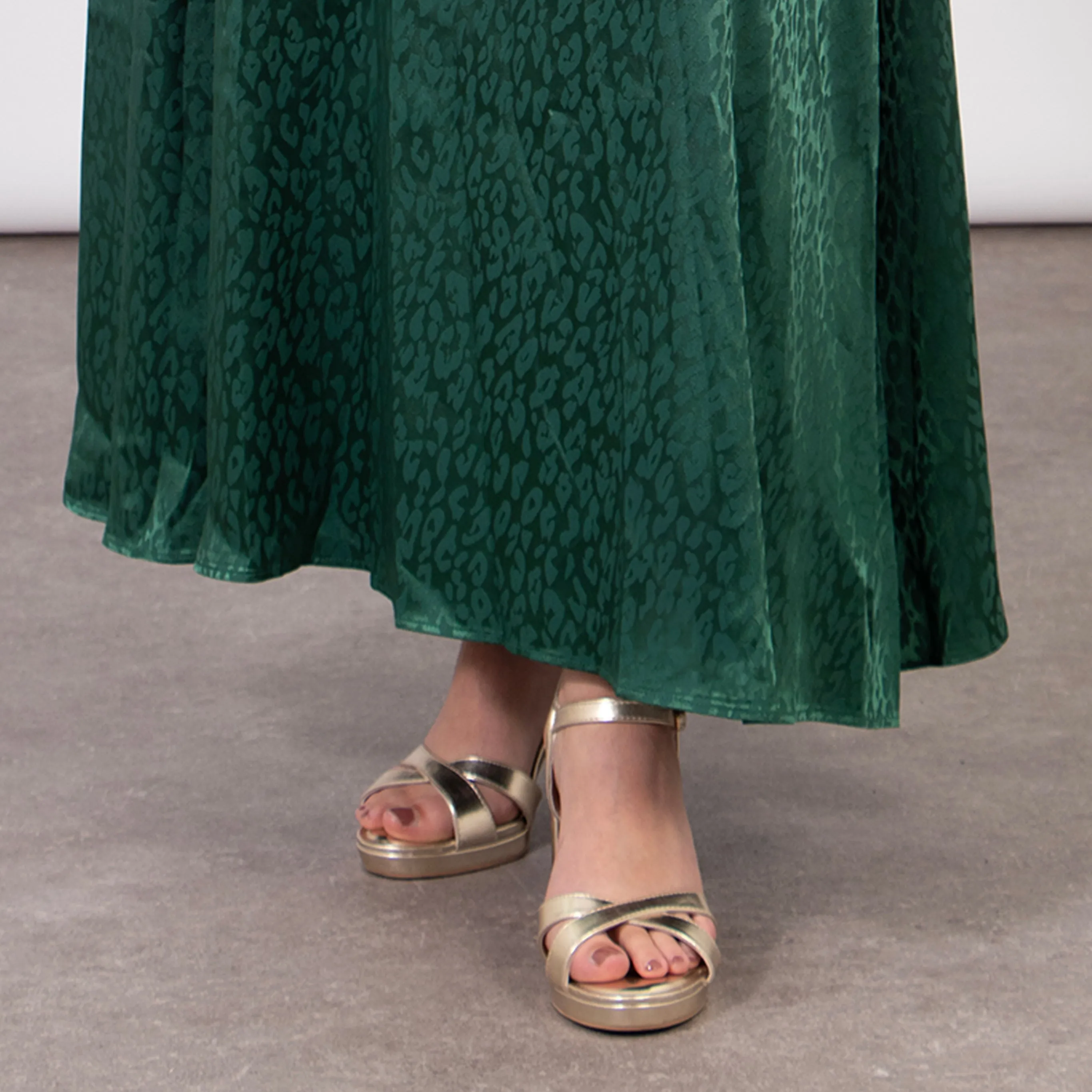 Ruby Wrap Top Maxi Dress - Green, Leopard