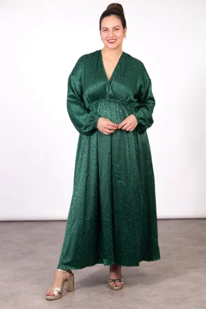 Ruby Wrap Top Maxi Dress - Green, Leopard