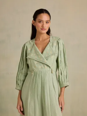 Serene Forest Linen Dress
