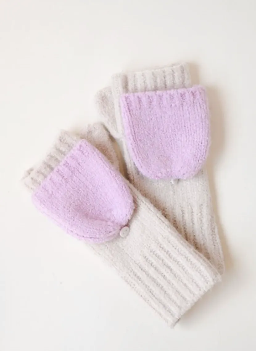 Snow Bunny Gloves in Fawn & Lilac