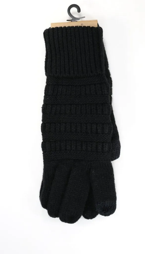 Solid Cable Knit Gloves- G20