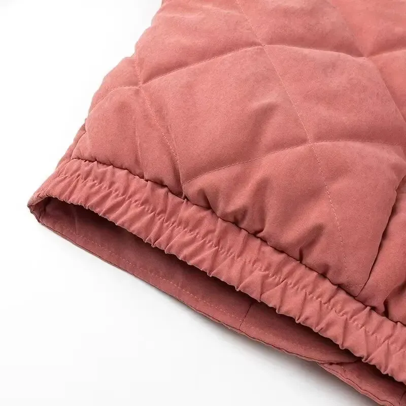 Solid Stand Collar Quilted Jacket