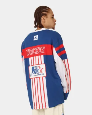 Starter Stripes Hockey Long Sleeve T-Shirt Blue/White/Red