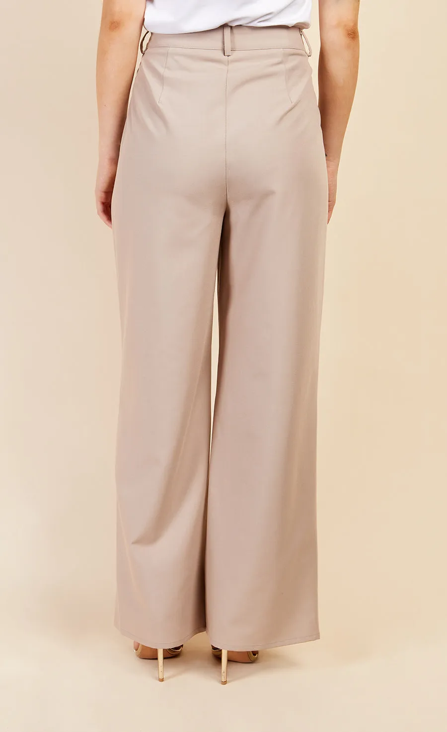 Stone Wide Leg Trousers by Vogue Williams