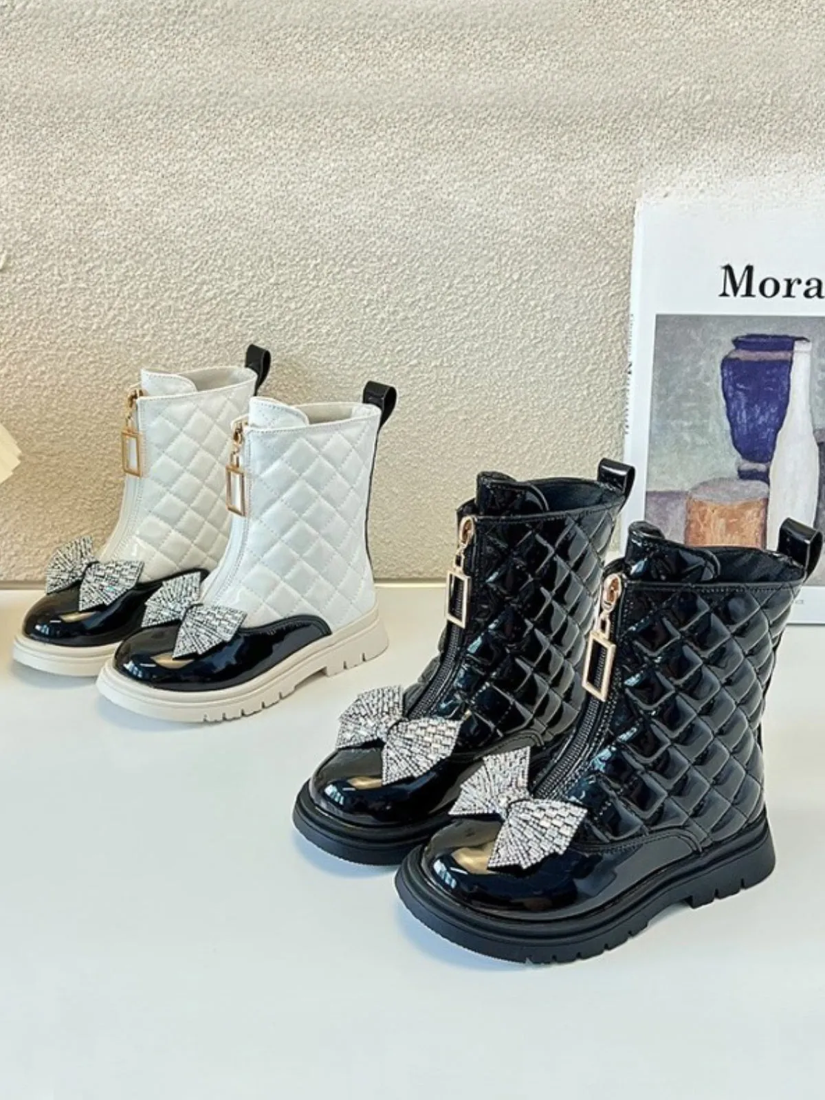 Strike A Pose Quilted Patent Boots By Liv and Mia