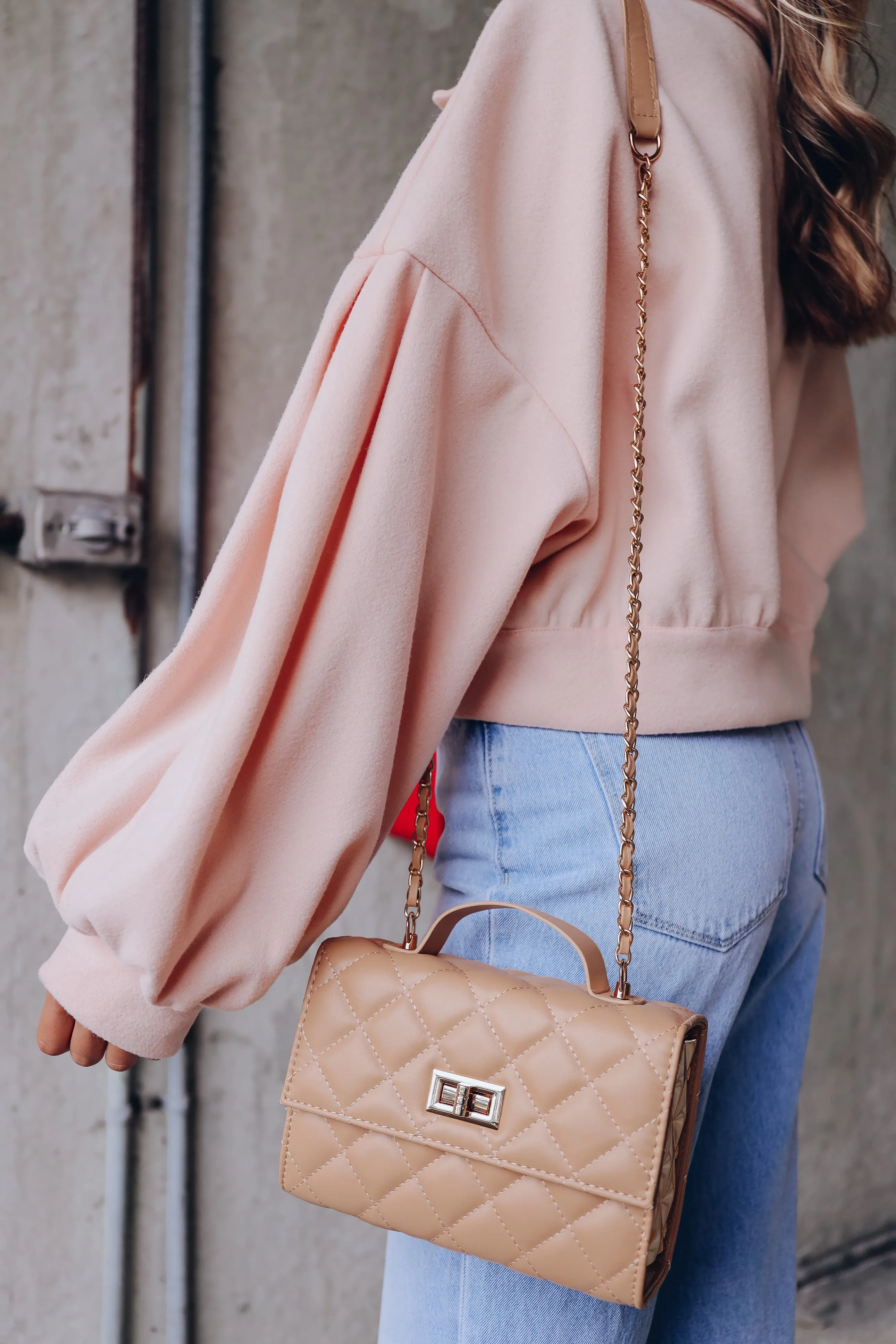 Struck Gold Quilted Crossbody Purse - Tan