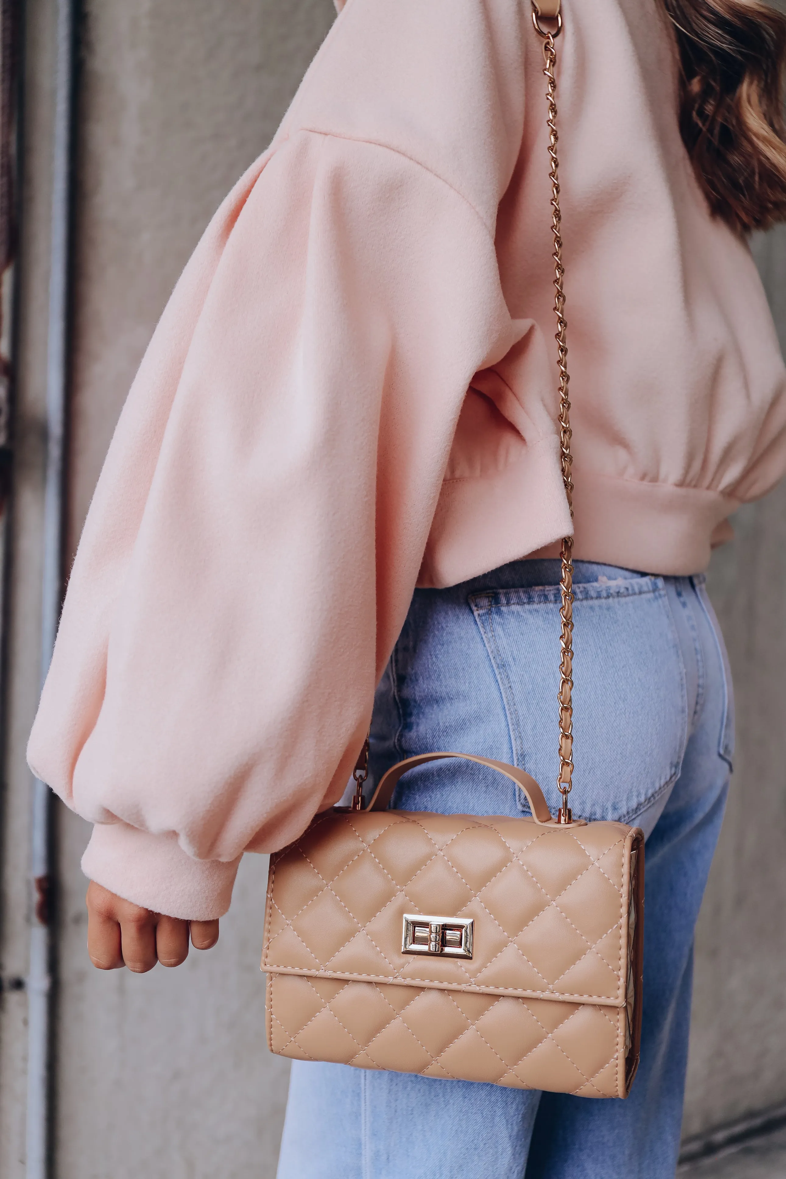 Struck Gold Quilted Crossbody Purse - Tan