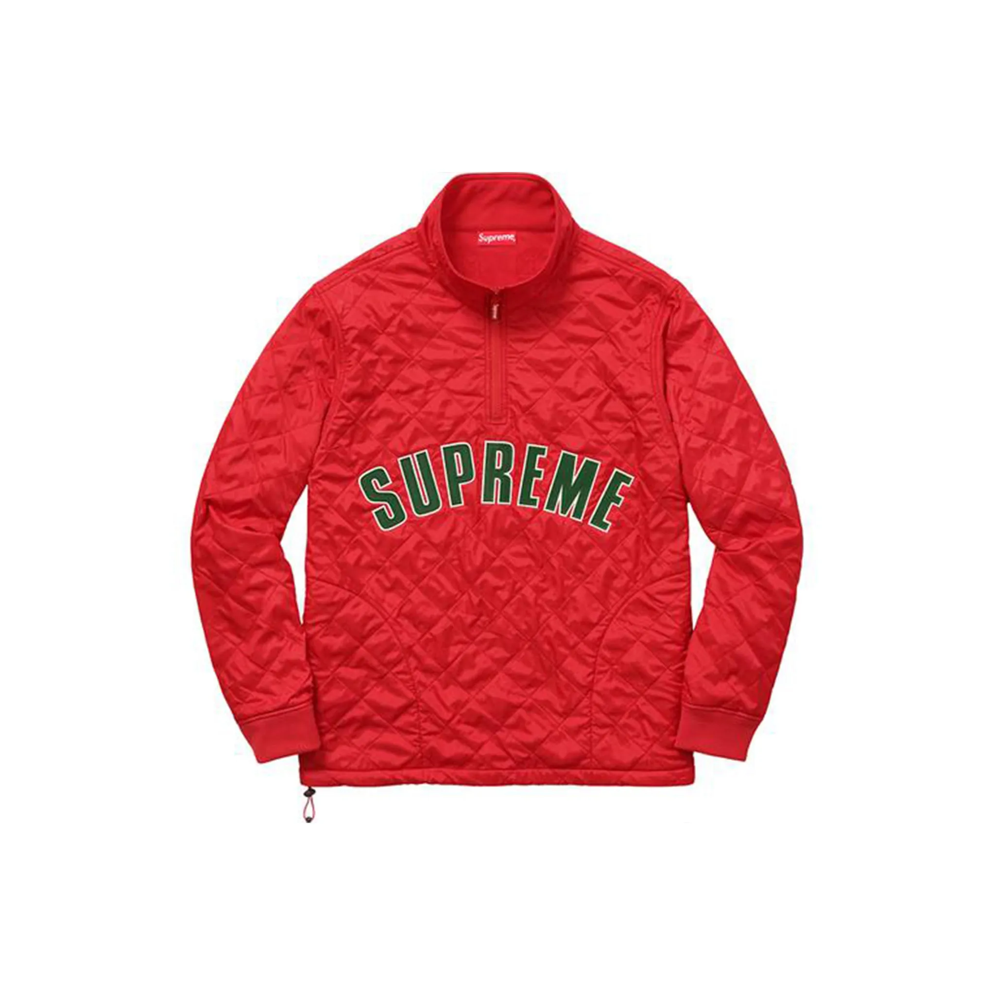 Supreme Arc Logo Quilted Half Zip Pullover Red