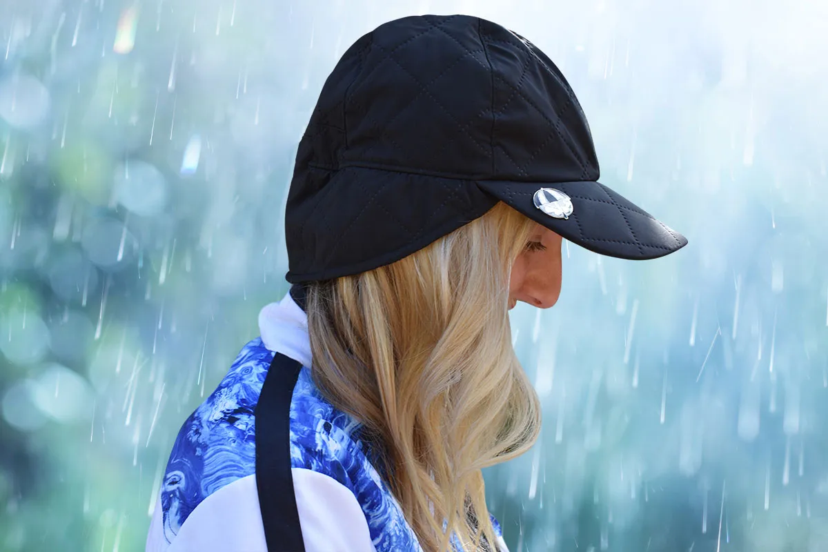 SURPRIZE SHOP Waterproof Quilted Winter Wind Cap Black