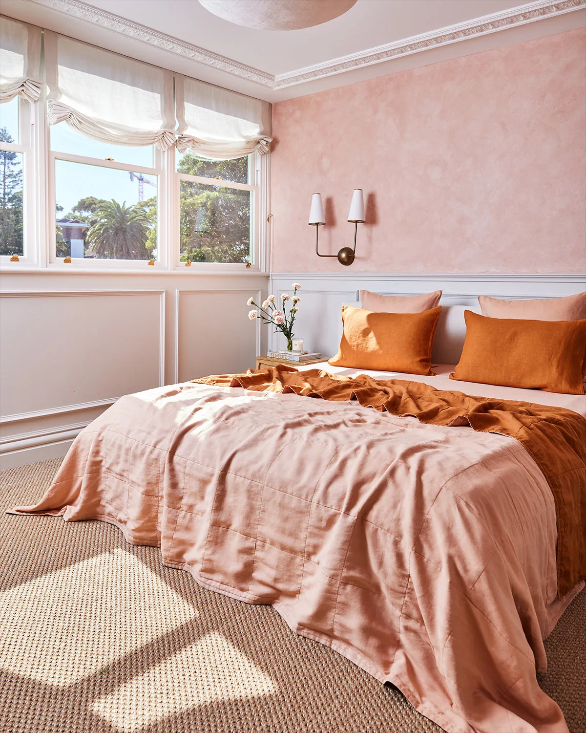 Terracotta & Rust 100% French Flax Linen Quilt Set