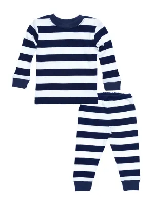 under the nile organic baby long johns, navy rugby stripe, 4 year 