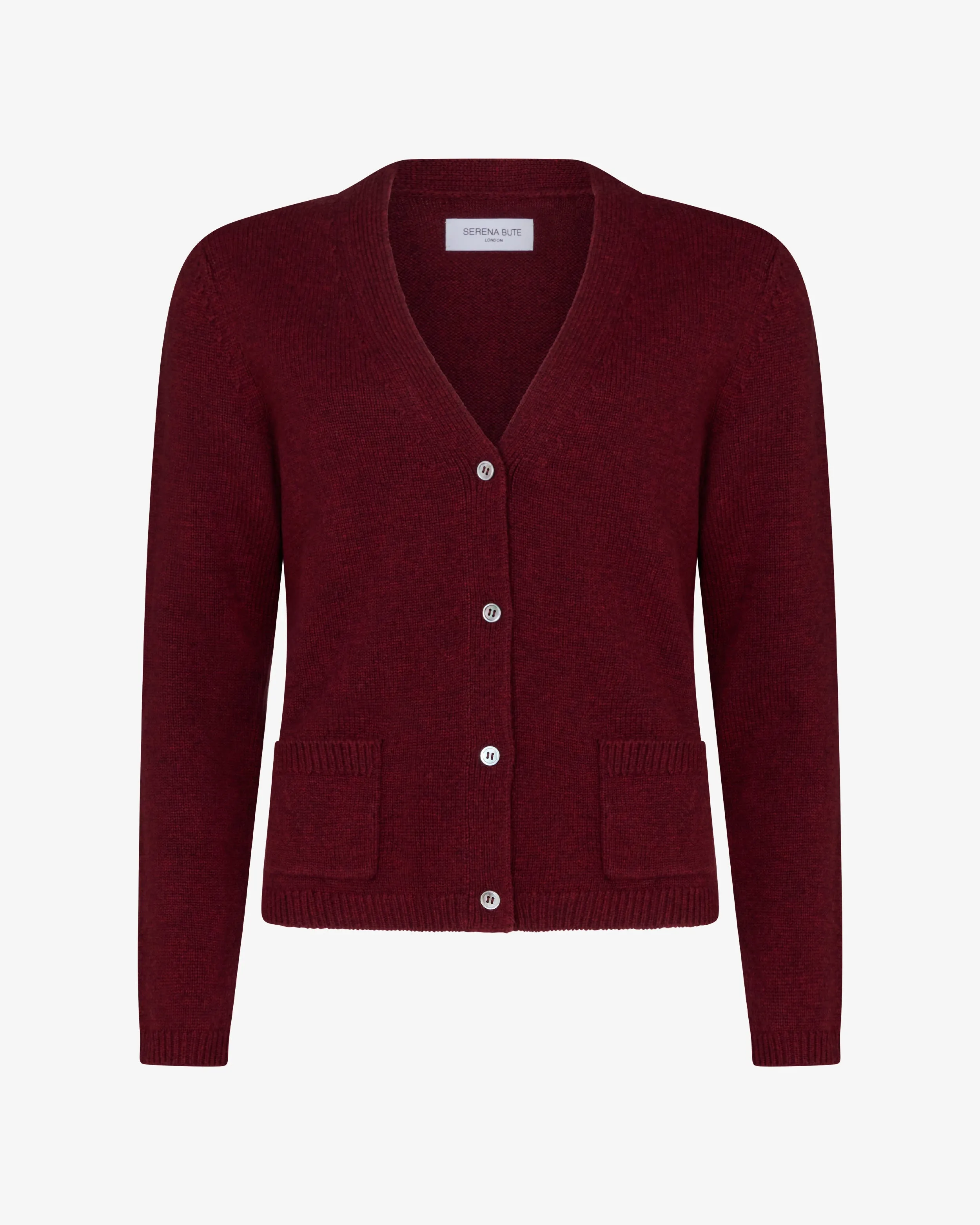 V-Neck Pocket Cardigan - Burgundy