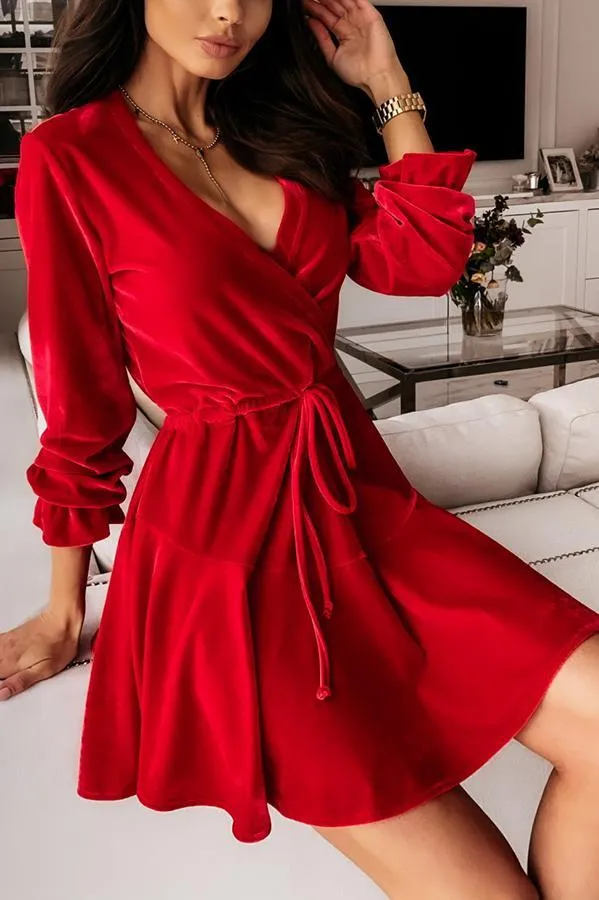 Velvet Detailed Wrap Dress