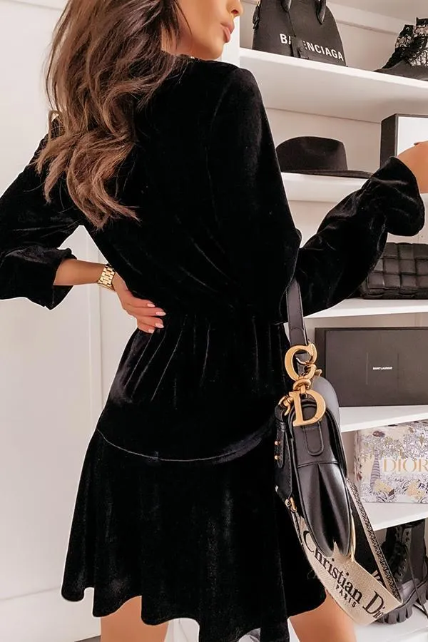 Velvet Detailed Wrap Dress