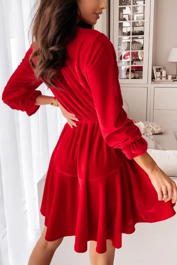 Velvet Detailed Wrap Dress