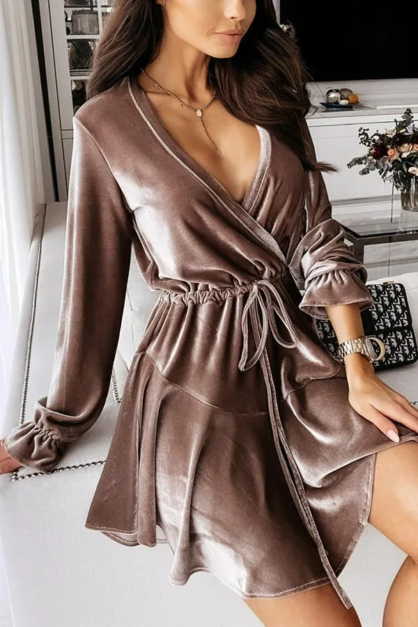 Velvet Detailed Wrap Dress