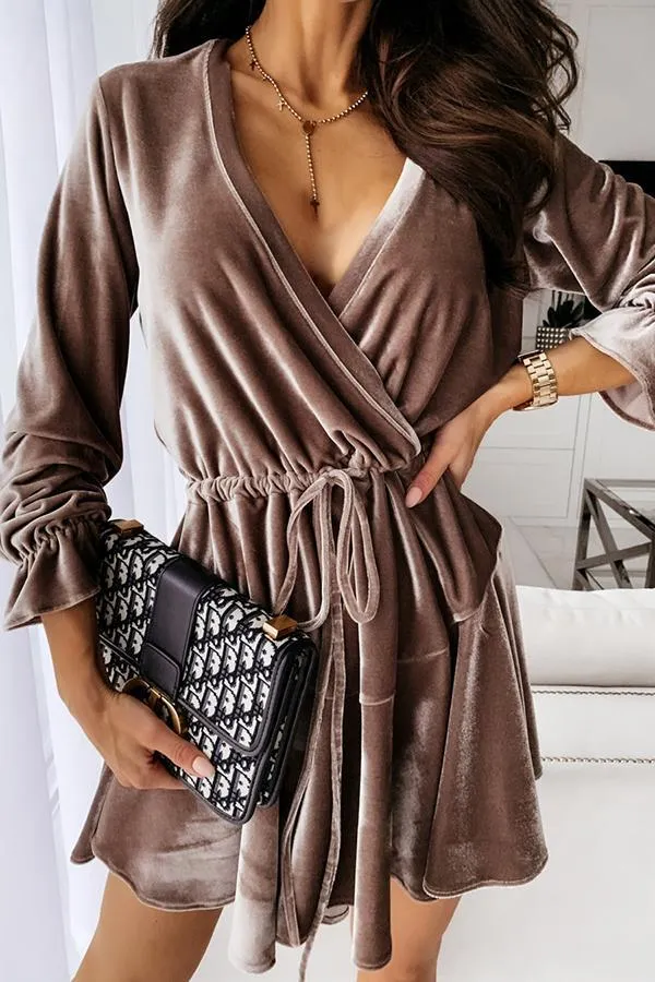 Velvet Detailed Wrap Dress