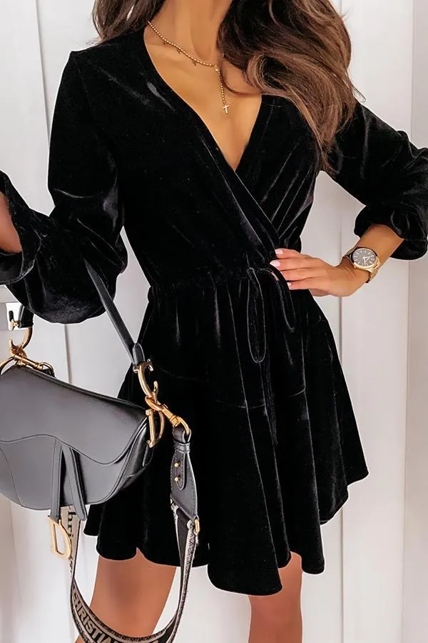 Velvet Detailed Wrap Dress