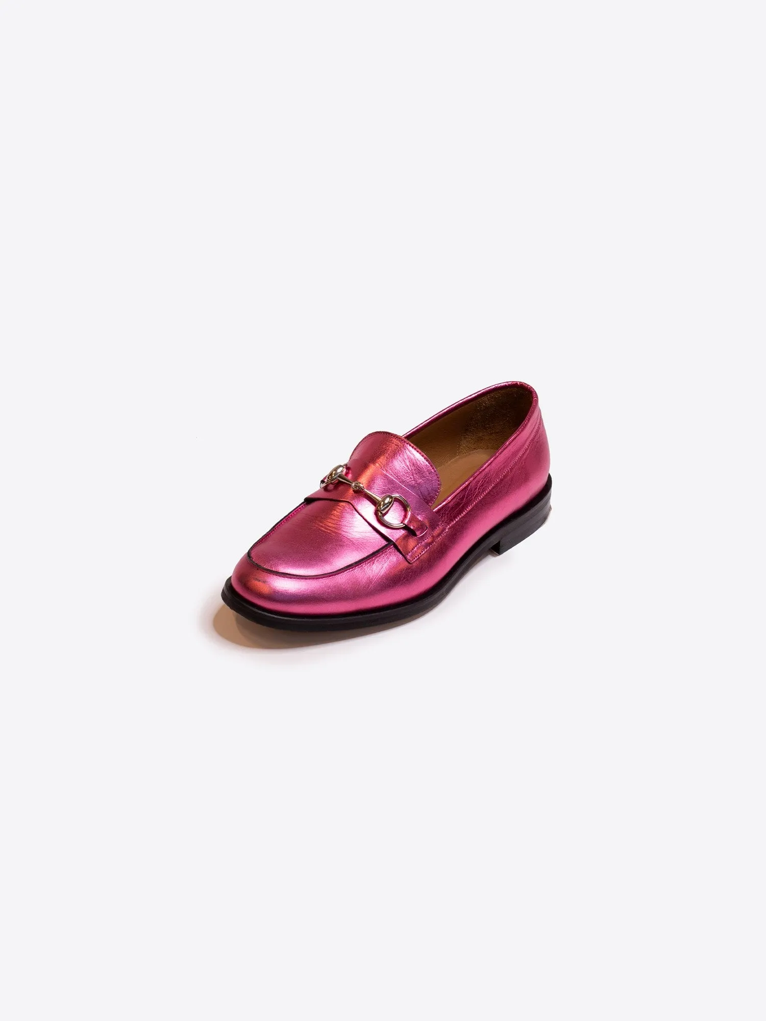 Vilagallo Pink Metallic Buckle Loafer
