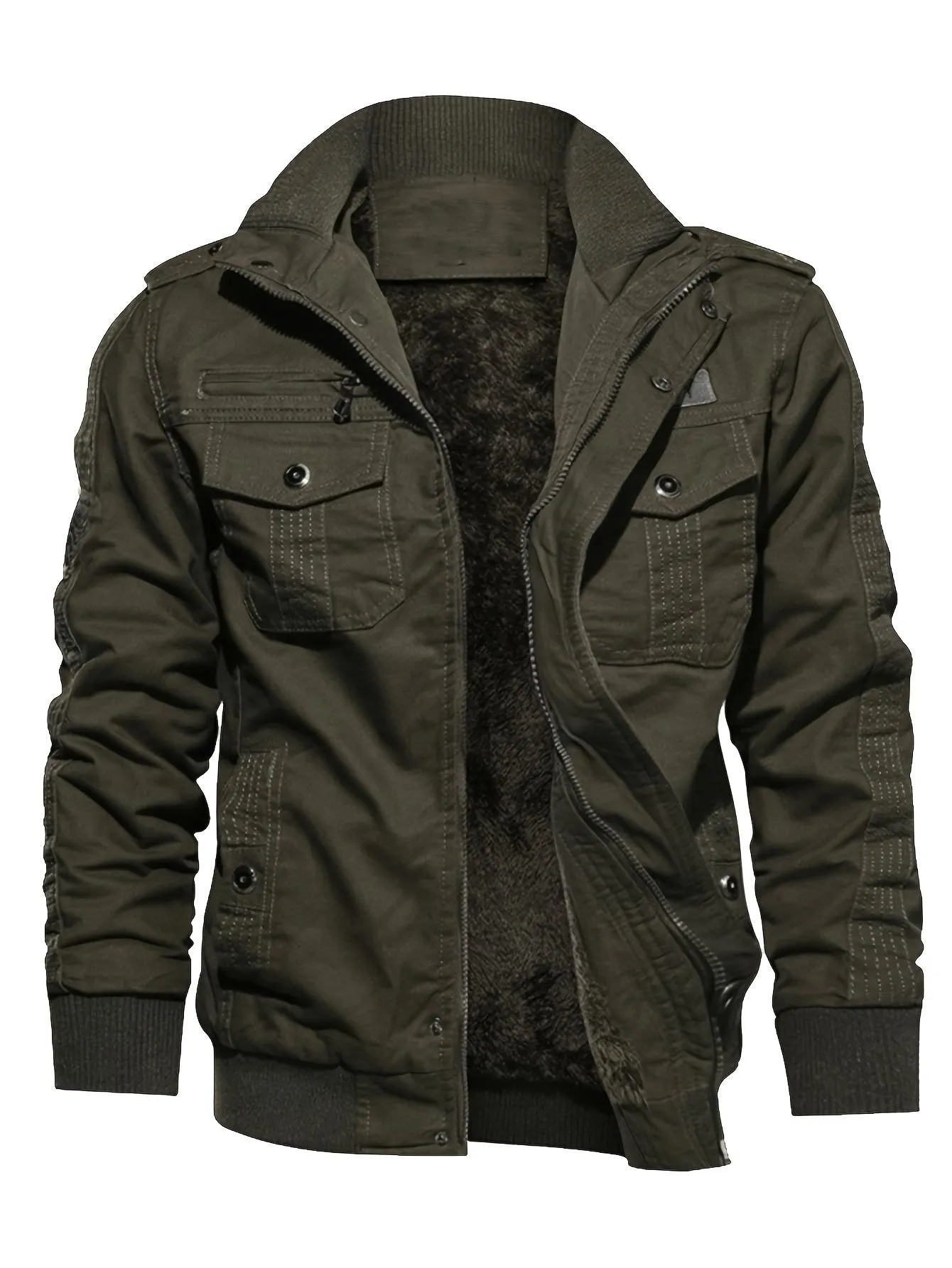Vintage Long Sleeve Zip-Up Retro Style Stand Collar Winter Jacket for Men | Ideal for Winter