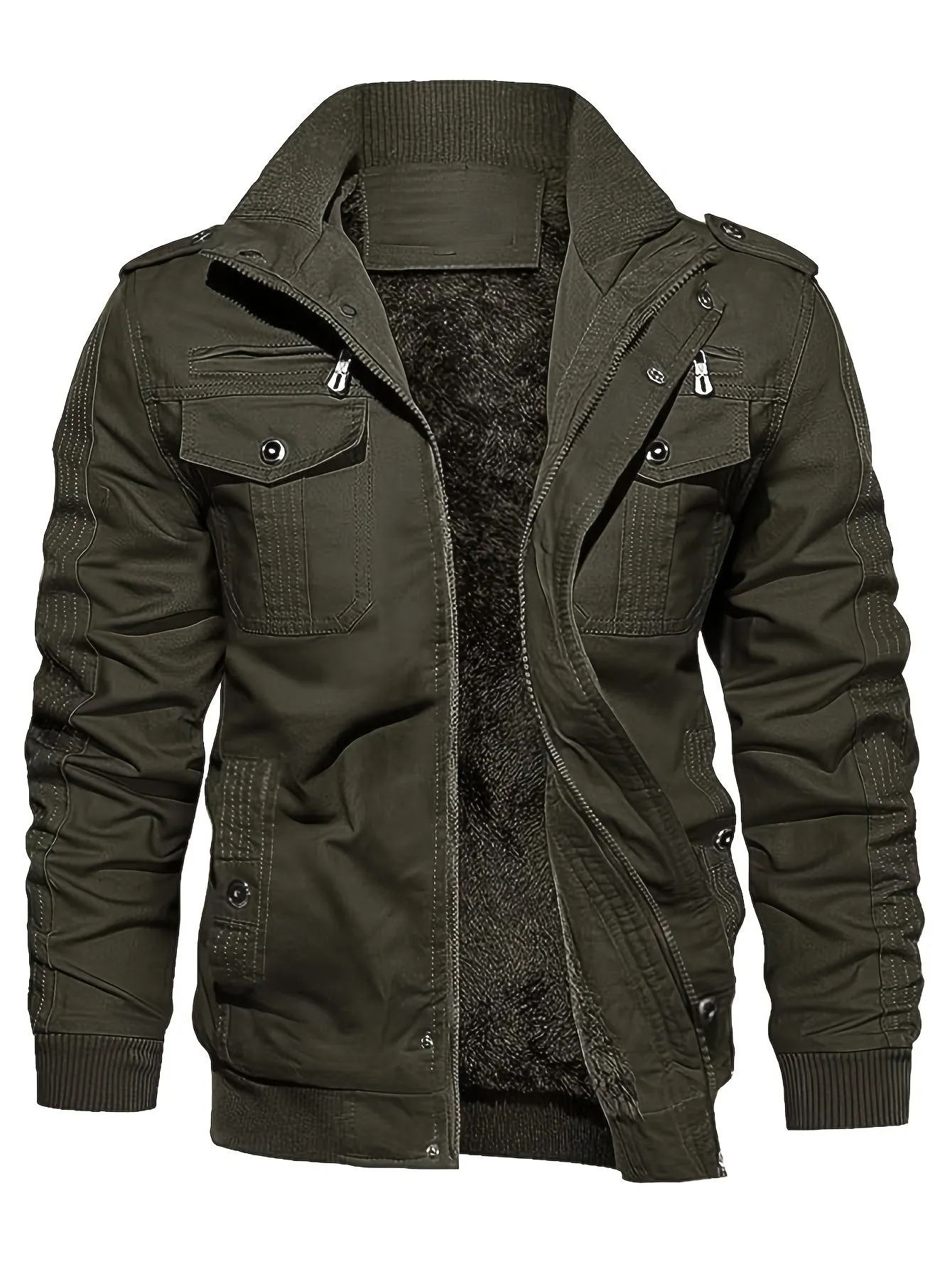 Vintage Long Sleeve Zip-Up Retro Style Stand Collar Winter Jacket for Men | Ideal for Winter