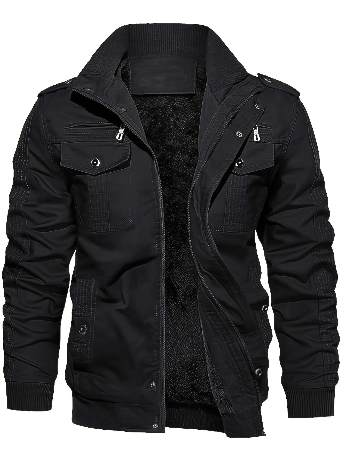 Vintage Long Sleeve Zip-Up Retro Style Stand Collar Winter Jacket for Men | Ideal for Winter