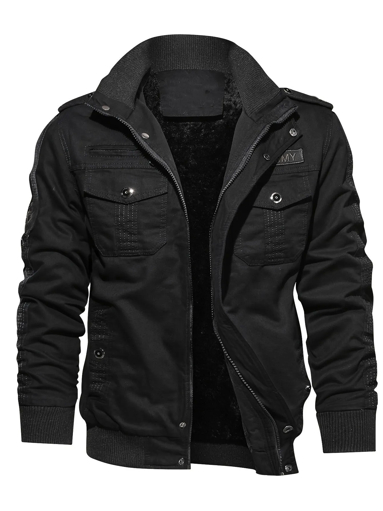 Vintage Long Sleeve Zip-Up Retro Style Stand Collar Winter Jacket for Men | Ideal for Winter