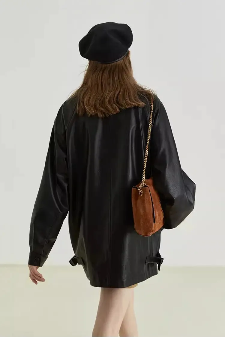 Vintage Matte Leather Blazer Jacket