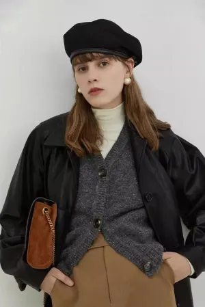 Vintage Matte Leather Blazer Jacket