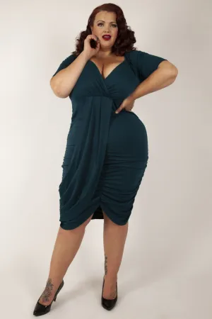 Voodoo Vixen Curve Georgina Wrap Bodycon Dress - Green