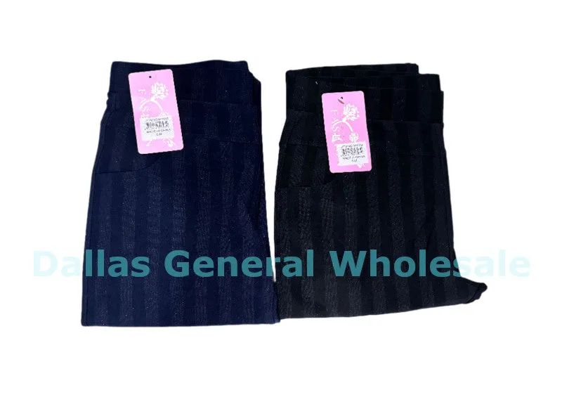 Women Stripes Fleece Lining Trousers Pants Wholesale