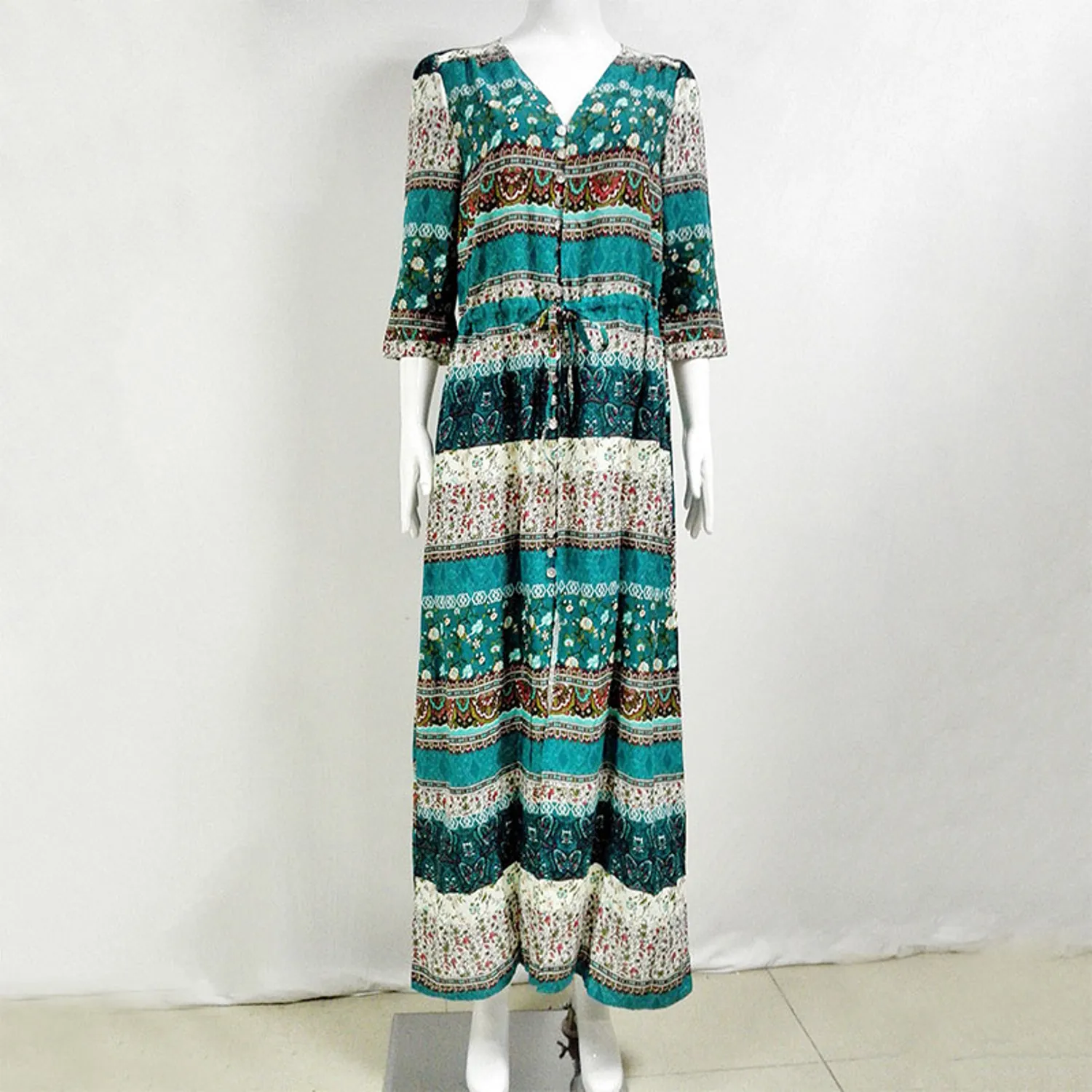 Women's Autumn V-Neck Long Loose Dress