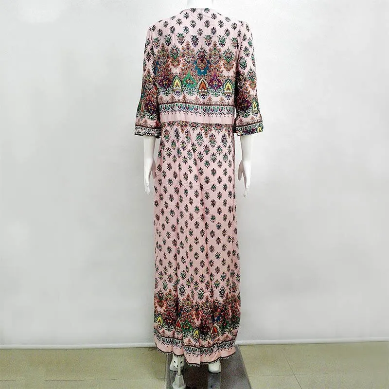 Women's Autumn V-Neck Long Loose Dress