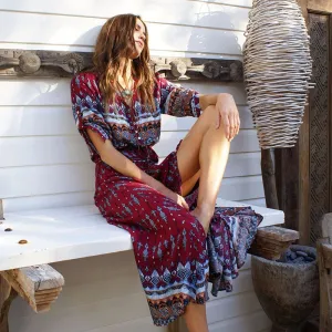 Women's Autumn V-Neck Long Loose Dress