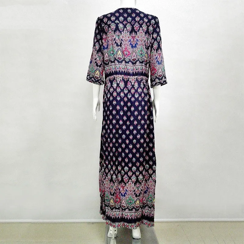 Women's Autumn V-Neck Long Loose Dress