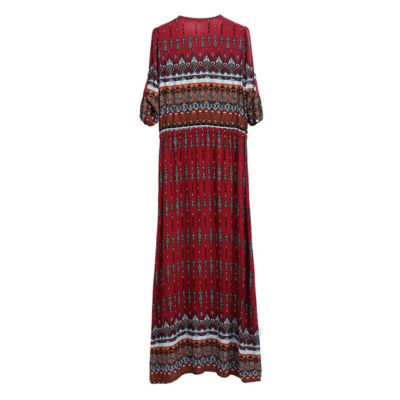 Women's Autumn V-Neck Long Loose Dress