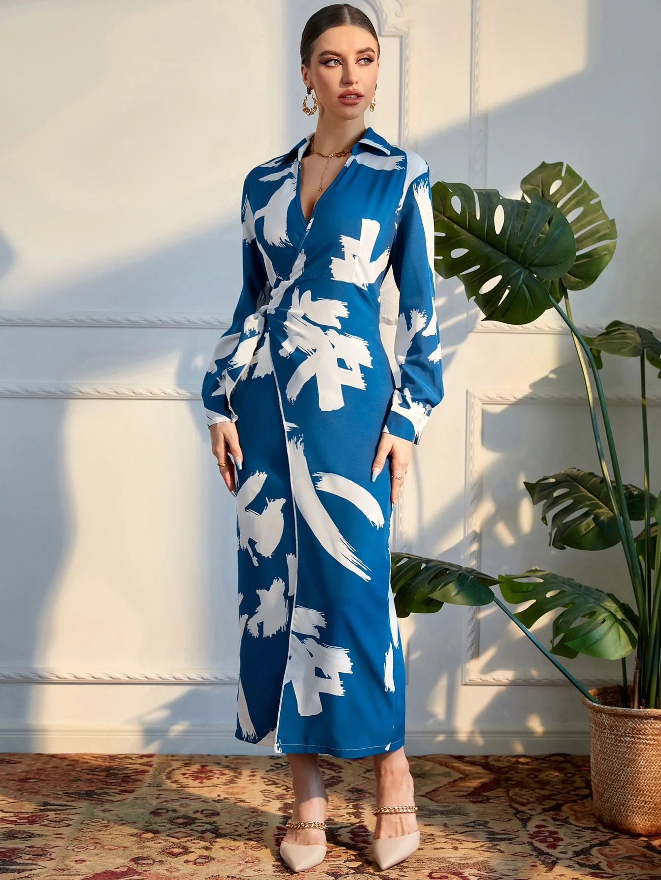 Women's Blue Wrap Dress