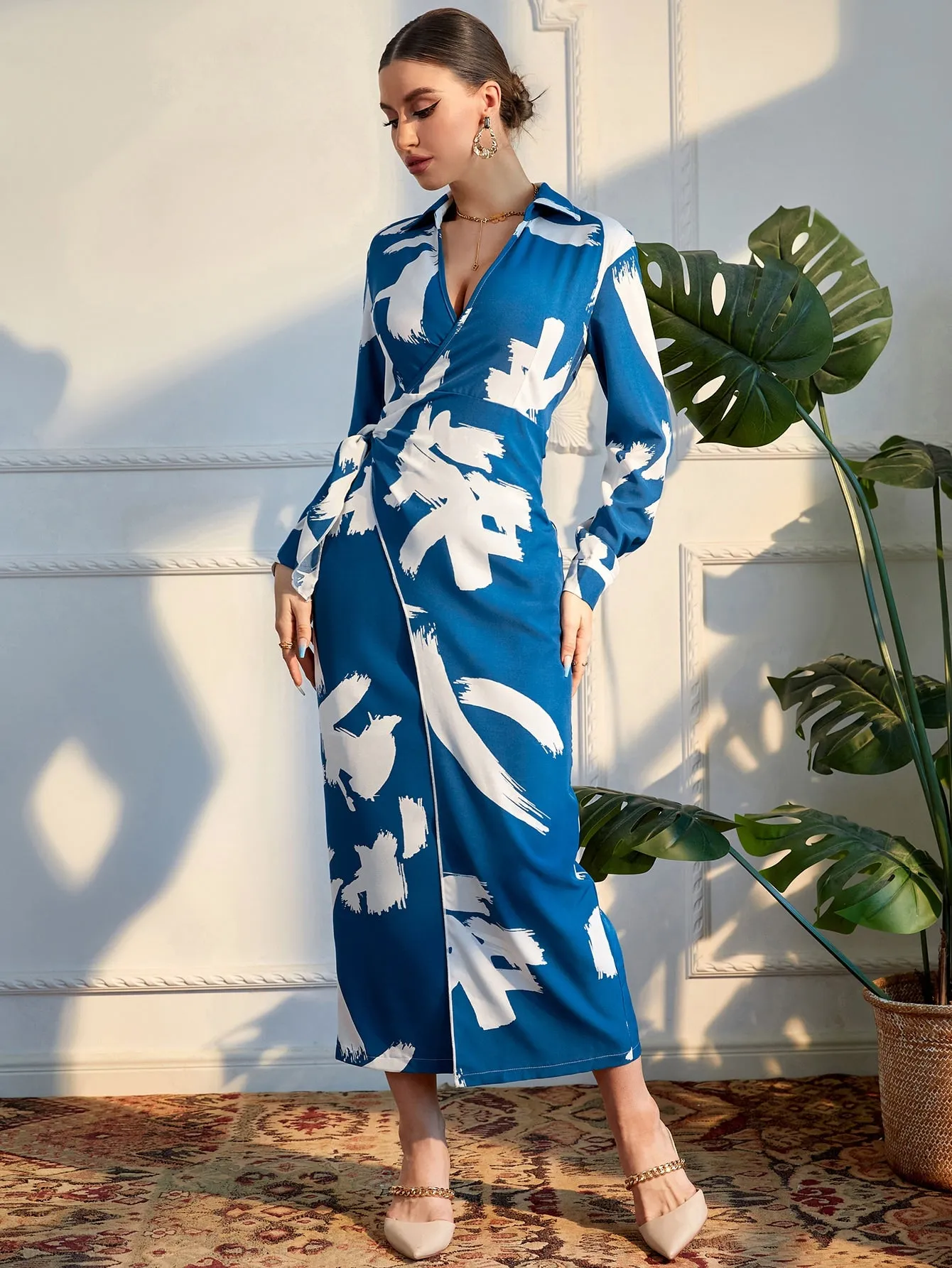 Women's Blue Wrap Dress