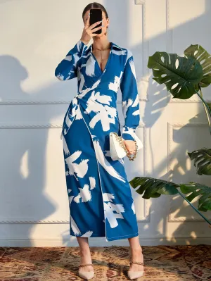 Women's Blue Wrap Dress