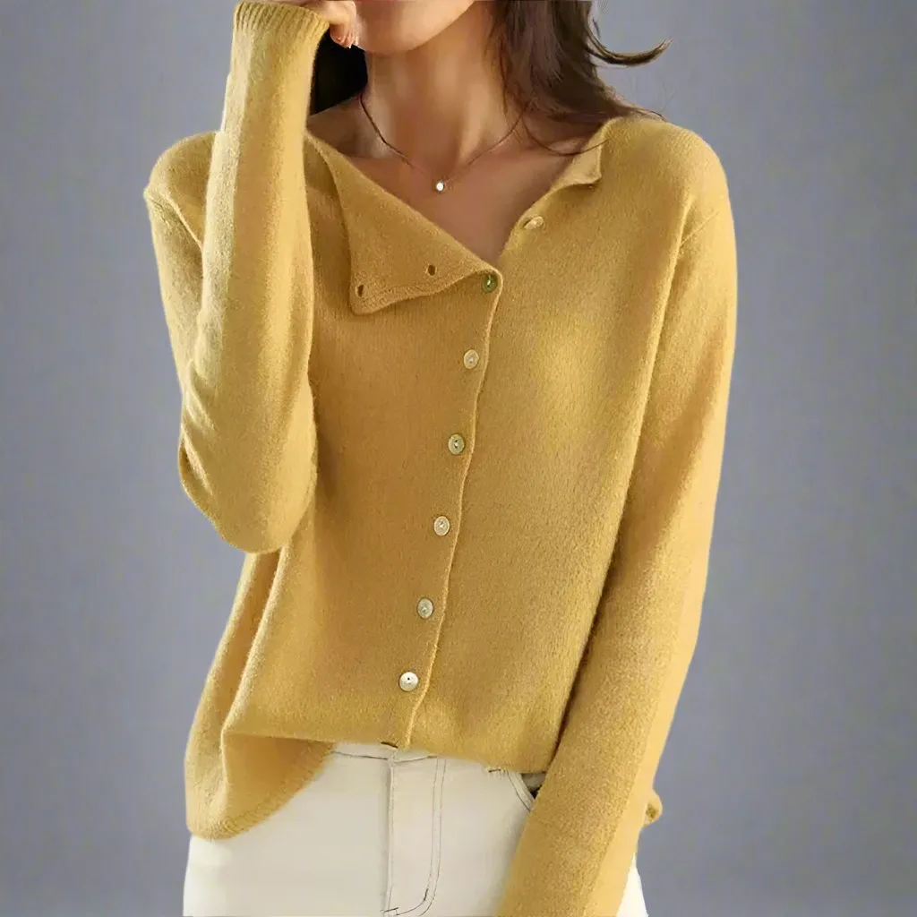 Women's Chic Knitwear Cardigan with Asymmetrical Button | Ideal for Autumn/Winter