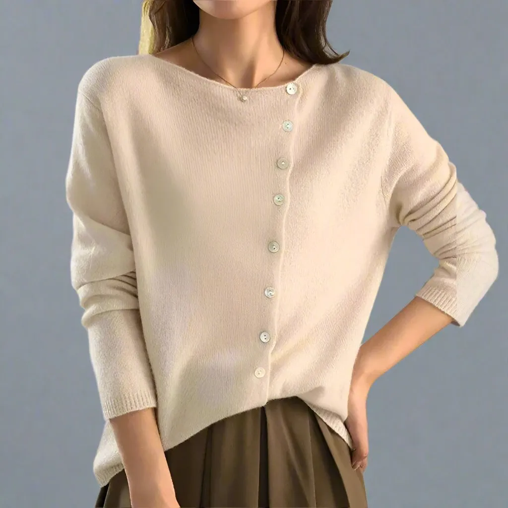 Women's Chic Knitwear Cardigan with Asymmetrical Button | Ideal for Autumn/Winter