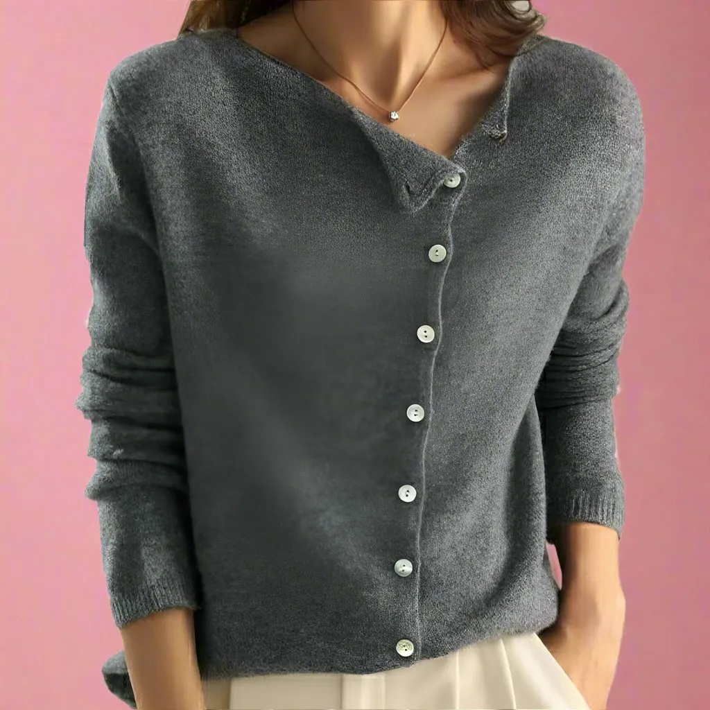 Women's Chic Knitwear Cardigan with Asymmetrical Button | Ideal for Autumn/Winter