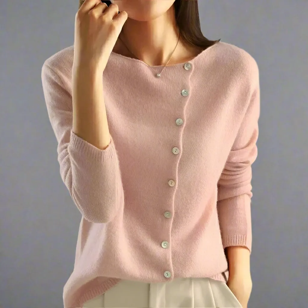 Women's Chic Knitwear Cardigan with Asymmetrical Button | Ideal for Autumn/Winter