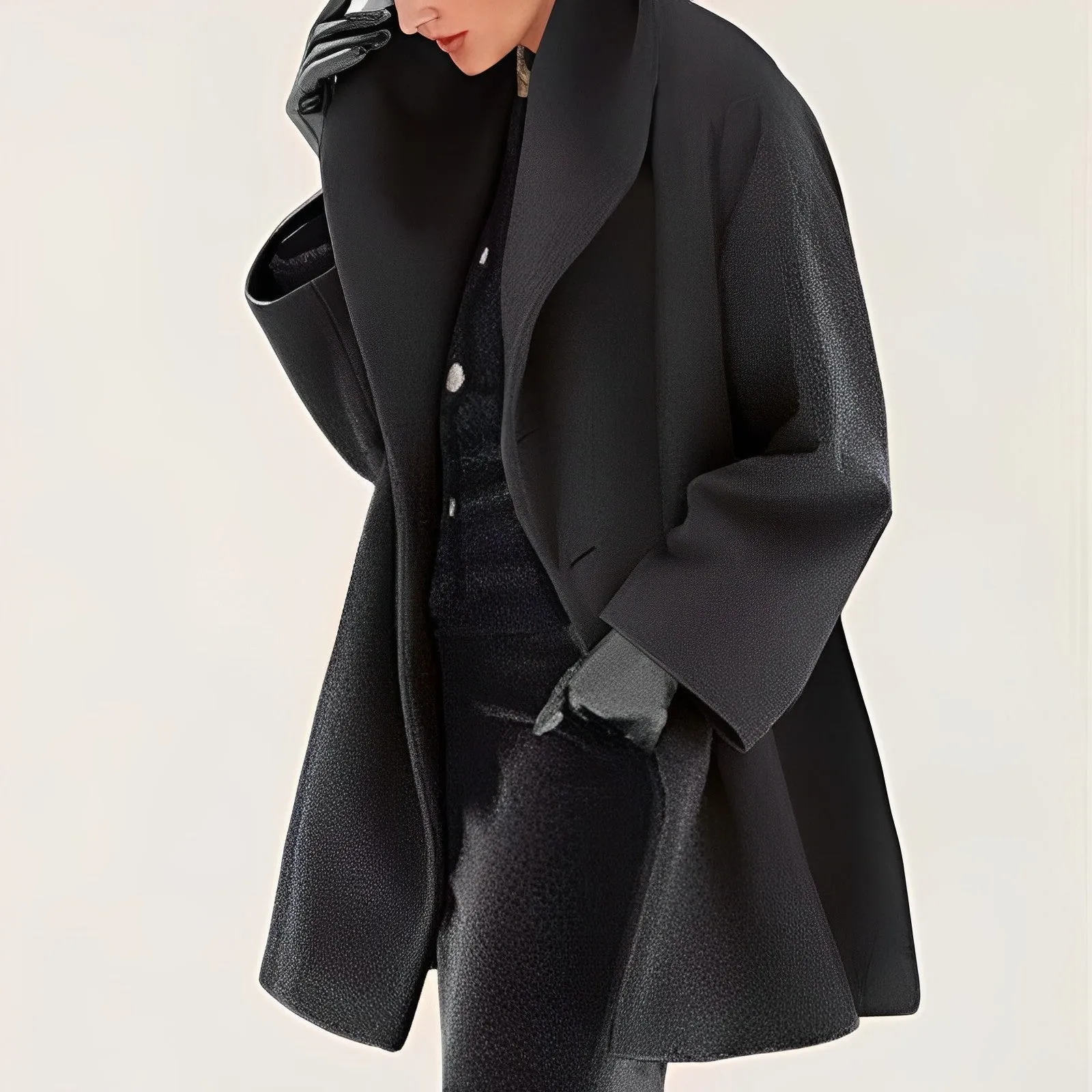 Women's Classic Solid Colour Wool Winter Coat with Buttons | Ideal for Autumn/Winter