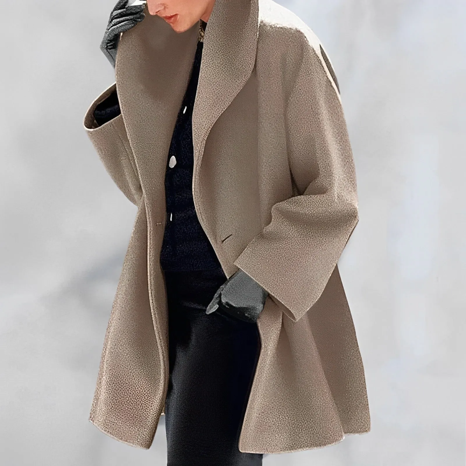 Women's Classic Solid Colour Wool Winter Coat with Buttons | Ideal for Autumn/Winter