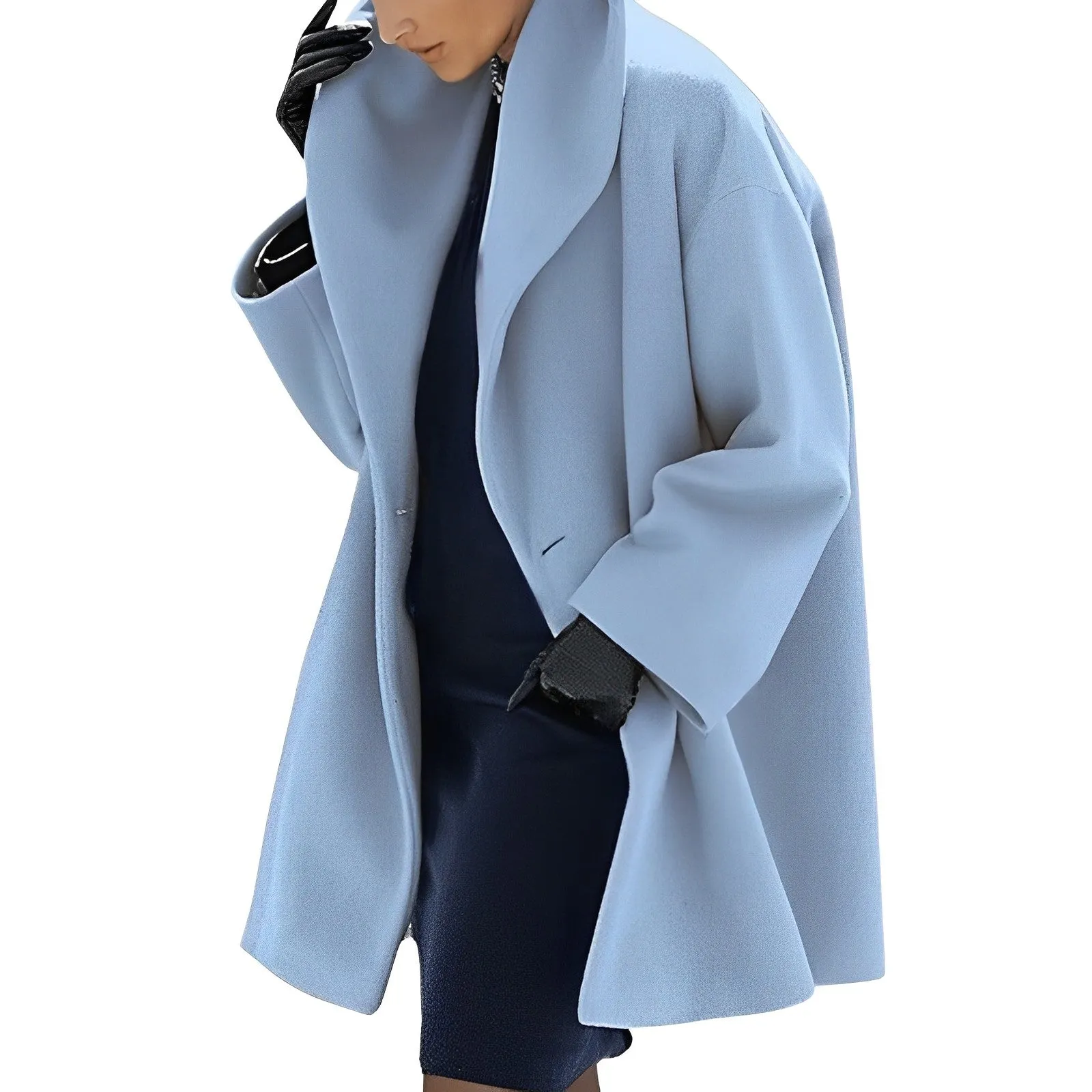 Women's Classic Solid Colour Wool Winter Coat with Buttons | Ideal for Autumn/Winter