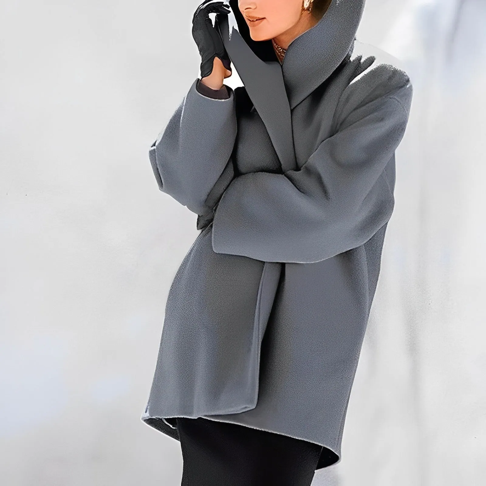 Women's Classic Solid Colour Wool Winter Coat with Buttons | Ideal for Autumn/Winter