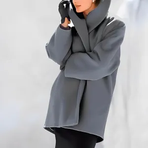 Women's Classic Solid Colour Wool Winter Coat with Buttons | Ideal for Autumn/Winter